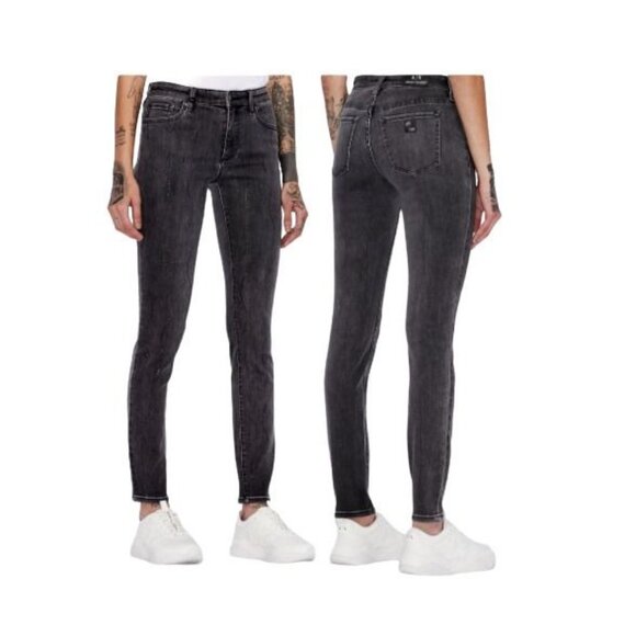 💎❤️ Women Jeans AX Armani J01Sz 30S Skinny MID RISE Party Ring stones Grey Glam - Picture 1 of 10